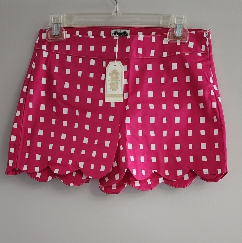 Mud Pie Pink White Scalloped Shorts Size XS - Picture 4 of 6